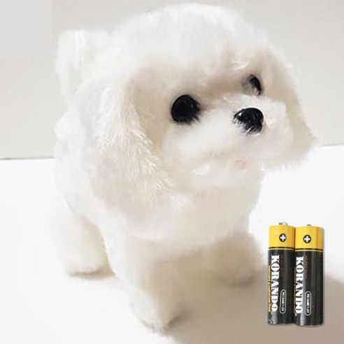 UB toy 움직이는 강아지 인형 건전지동봉, 화이트, 1개, 16cm