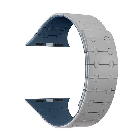 사라밴드 애플워치 호환 마그네틱 플렉스 실리콘 스트랩, 42/44/45/49mm, 그레이 + 다크 블루