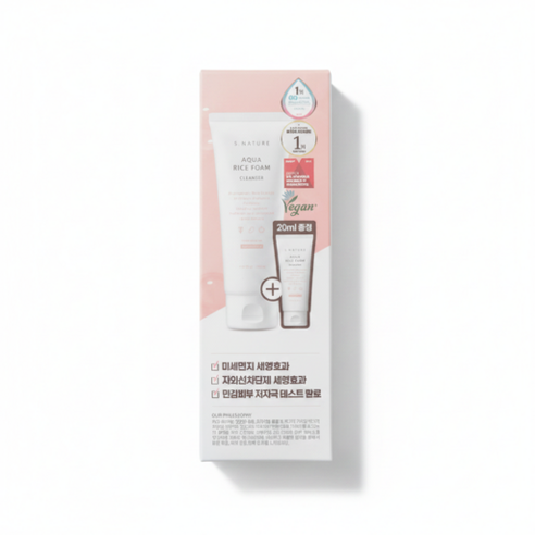 에스네이처 아쿠아 라이스 약산성 클렌징폼 160ml 기획 (+20ml) 솔직 후기 | 실사용자 리뷰 분석 썸네일