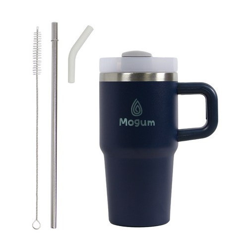 모굼 보온 보냉 대용량 손잡이 스텐 텀블러, 1개, 600ml, 스톰블루