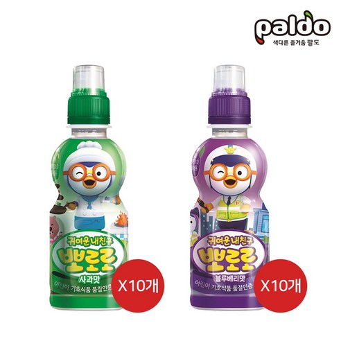 팔도 뽀로로음료 사과235mlX10개 + 블루베리235mlX10개