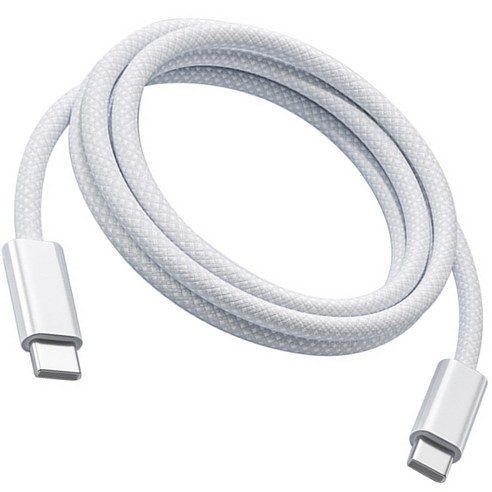 240W PD 초고속 충전 패브릭 C타입 to C타입 케이블, 1개, 화이트, 2m