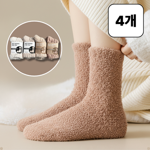 살림대표 털빠짐없는 무압박 수면양말 4컬레 세트