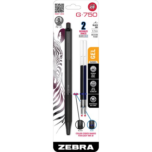 'Zebra Pen G-750 수납 식 겔펜 블랙 황동 배럴 중세 0.7mm 블랙 잉크 1 팩 (49811)' 최저가 검색 ...