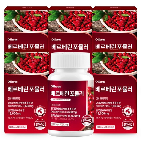 올리트루 베르베린 순도 90% 홍국발효 여주 자전자피 추출분말 HACCP인증, 6개, 60정