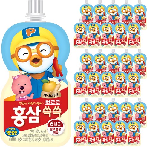 팔도 뽀로로 홍삼쏙쏙 배도라지 100ml, 40개 맛있게 먹은 솔직 후기 - 상품 이미지 1