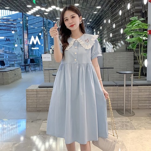 Makone 임산부원피스 임산부스커트 원피스 여름옷 유럽풍 임산부옷 유행 2020여름타입 임신말기 무릎넘는길이 긴치마 여름 스커트