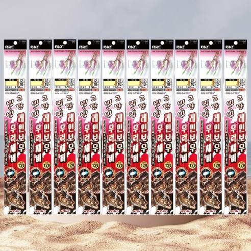 백경 BK-403 빙빙2단 우럭채비 10개 10P 생미끼 라이트지깅 우럭바늘 어초 침선 선상 카드채비, 1개입, 1세트