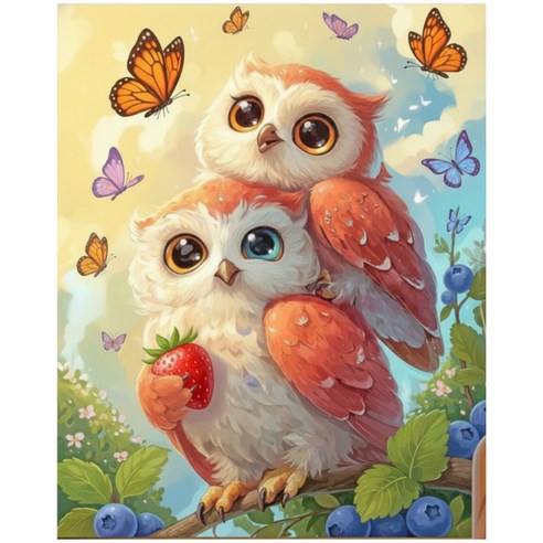 보석십자수 캔버스형 부엉이 diy 40 x 50 cm, 1개, CH079