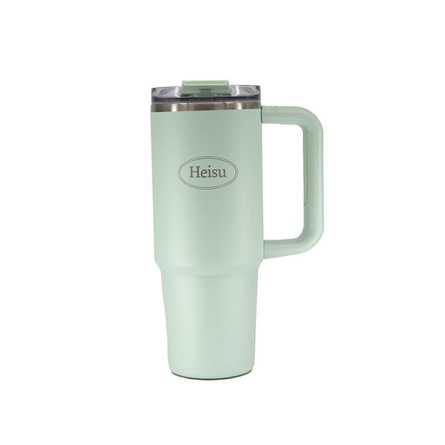 헤이수 스텐 대용량 텀블러 빨대 손잡이 900ml, 1개, 그린