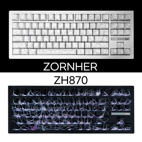ZORNHER ZH870 무선 기계식 키보드 3모드 블루투스 게이밍 화이트 거미줄
