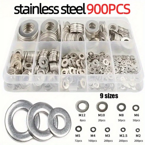 치프몰 304 스텐평와셔 9종 900PCS, 900개
