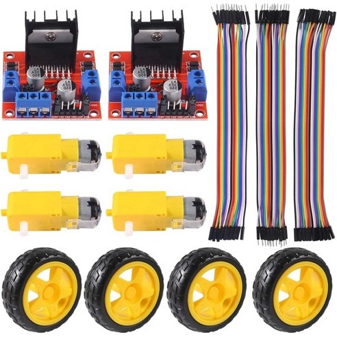 L298N 모터 드라이버 로봇 자동차 키트 TT 모터 바퀴 세트 아두이노 로봇 DIY 전자 실습 키트, 1세트, 혼합