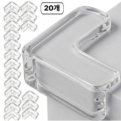 디어쿼츠 밀착 투명 L자 코너 모서리 보호대 대량팩, 20개, clear