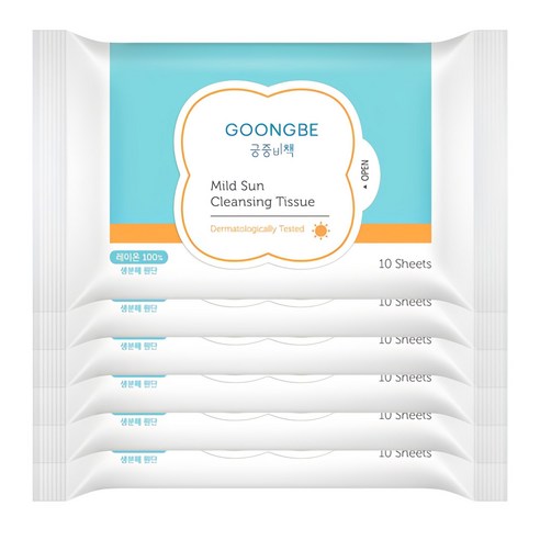 궁중비책 마일드 선 클렌징 티슈, 10매입, 6개
