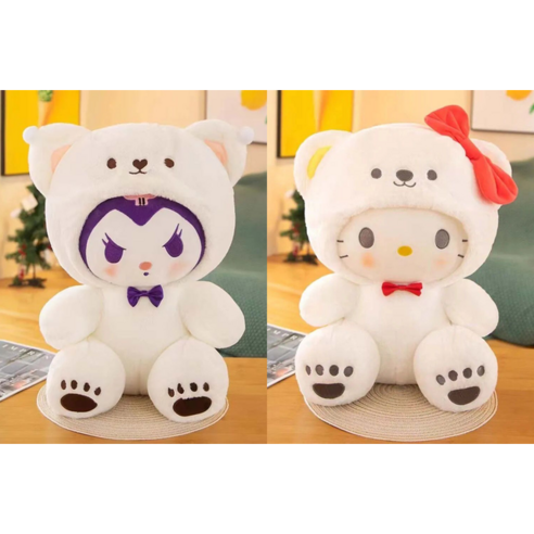 산리오 눈사람 탈을 쓴 인형, 1개, [1+1]쿠로미+키티, 25cm
