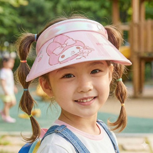 산리오 캐릭터가 귀엽게 디자인 된 마이멜로디 썬캡 모자