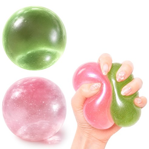 굿즈라이프 뭉클볼 쫀득 말랑이 스트레스볼 스퀴시, 1개, 170g, 핑크+그린