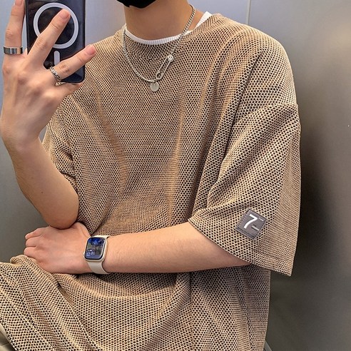 에쥬아 남자 루즈핏 반팔티 라운드넥 빈티지 티셔츠 캐주얼룩 클린핏 여름티