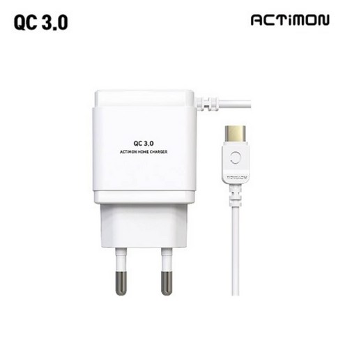 액티몬 QC3.0 고속 급속 퀵 가정용충전기 C타입 케이블 일체형, 1개, 화이트