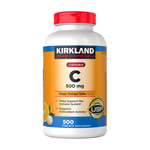 Kirkland Signature 츄어블 비타민C 500mg 500태블릿 탠지 오렌지맛, 500정, 1개