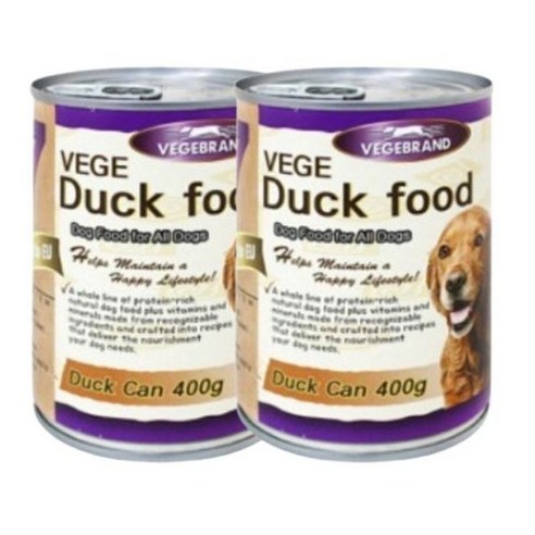 베게브랜드 강아지 통조림 대용량 캔, 오리, 400g, 2개