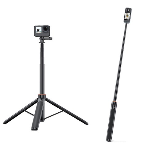 FLYMILE 140cm 액션캠 삼각대 셀카봉 DJI 오스모 360/액션 6/액션 5 프로/포켓3 인스타360 X5/X4 고프로13 브이로그 촬영 액세서리, 1개, 삼각가