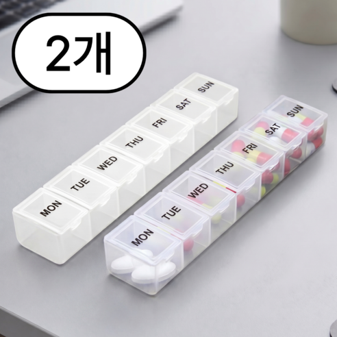 쏙쏙리빙 휴대용알약케이스 7일 약통, 2개