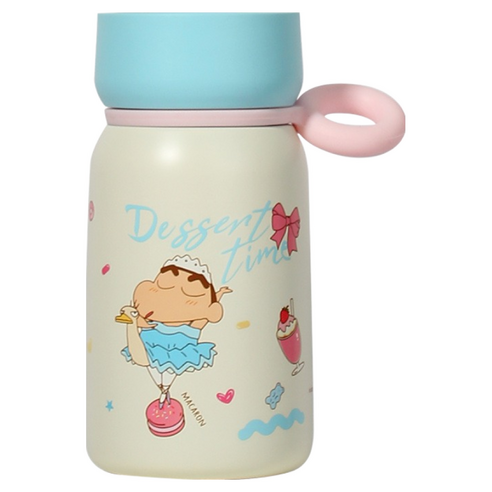 StarR 크레용 신짱 미니 휴대용 보온 보냉 텀블러, 1개, 310ml, 라이트 블루