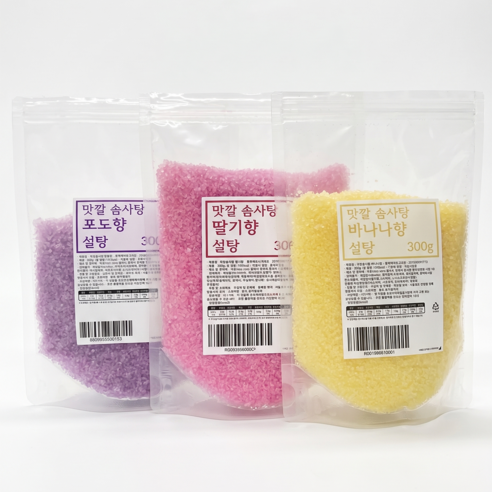 당일발송 천연 솜사탕설탕 세가지맛 1+1+1 딸기 바나나 포도 세트상품, 1세트, 300g