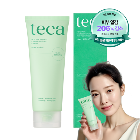 엠디스픽 테카테카 카밍 젤리 폼 여드름 완화 시카 모공 딥 클렌저, 1개, 150ml