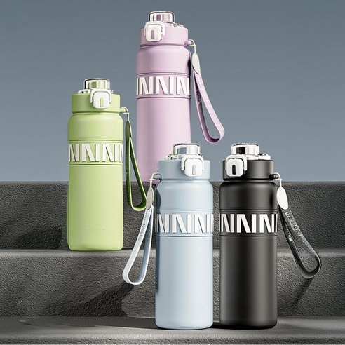 에코럭키 스포츠 텀블러 800ml 스테인레스 진공 보온 보냉 빨대 포함 이미지 2