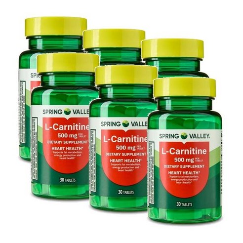 스프링밸리 엘 카르니틴 500mg Spring Valley L-Carnitine, 30정, 6개 - L 카르니틴