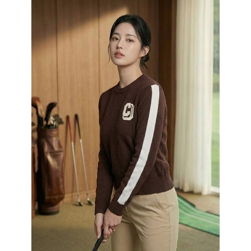 까스텔바작 여성 모헤어 방풍 라운드 니트 브라운 BGBWSW701BR