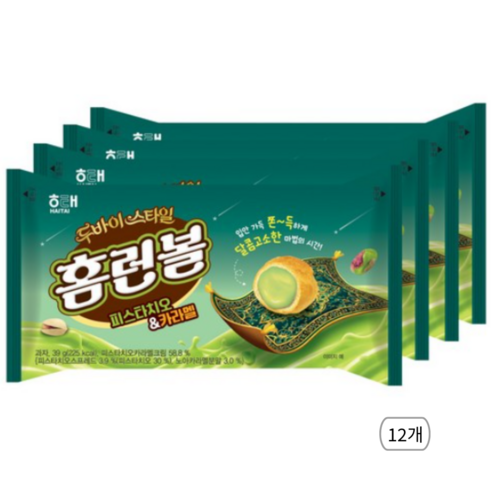 해태제과 홈런볼 피스타치오 & 카라멜, 39g, 12개