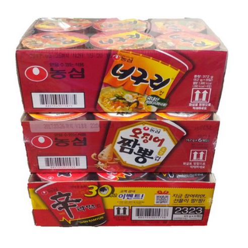 농심 컵라면 3종 신라면 6개 + 오징어짬뽕 6개 + 너구리 6개 세트
