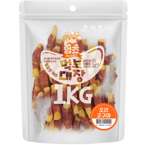 멍쵸 먹보대장 1킬로 대용량 강아지간식, 1kg, 1개, 오리고구마