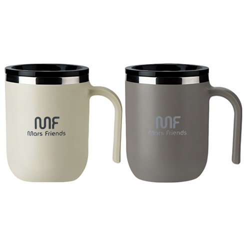 마스프렌즈 보온보냉 머그 텀블러 2p, 1세트, 400ml, 베이지+그레이