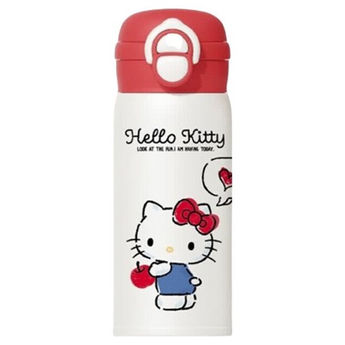 StarR 헬로키티 레드애플 시리즈 팝업식 스트로우 보온텀블러 3644, 레드 + 화이트, 1개, 360ml
