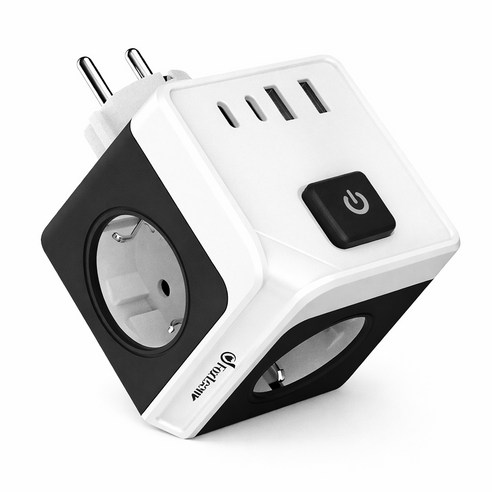 [2026년형]폭스룸 USB C타입 4000W 고출력 가전 안심사용 큐브 멀티탭, 1개, 블랙, 7.6cm