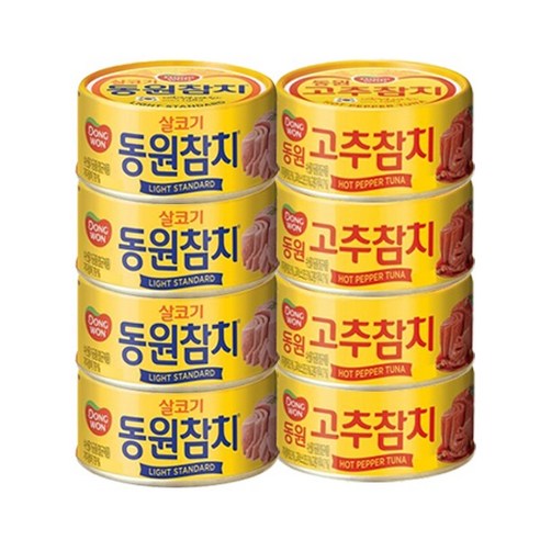 동원참치 라이트스탠다드 100g 4P + 고추참치 100g 4P, 800g, 1세트