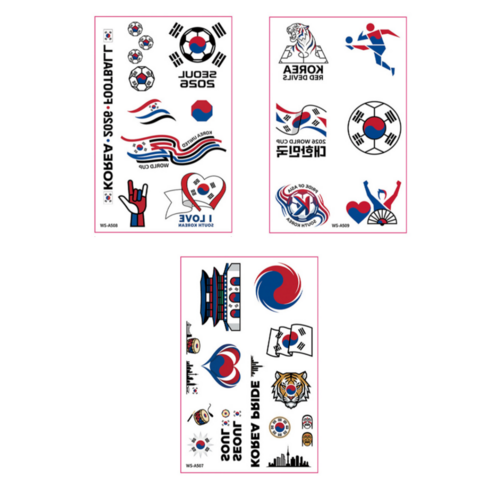 붉은악마 타투스티커 월드컵 축구 태극기 판박이, 1세트, 2026 축구