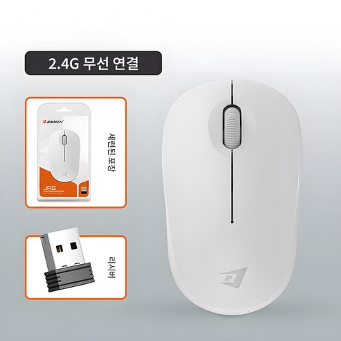 JERTECH 무선 마우스 무소음 블루투스 충전식 RGB JR5, 화이트