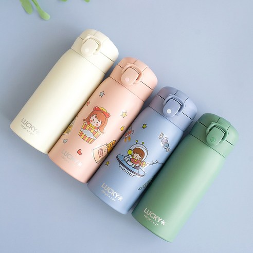 프레쉬어랏 럭키 원터치 보온보냉 스텐 미니텀블러 + 스티커 + 스트랩 후기 분석 - 스트랩 장착 모습