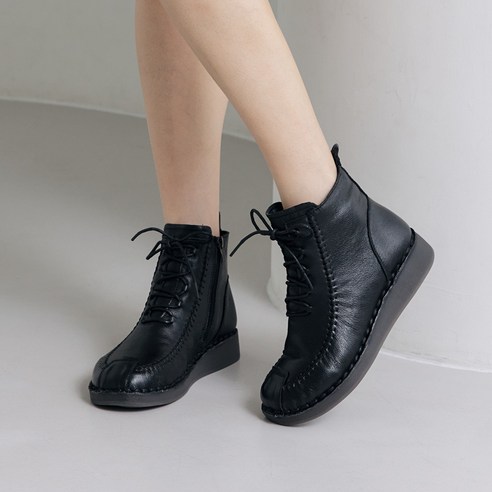 슈리오 여성 소가죽 발목 지퍼 앵클 숏 부츠 3cm 후기 분석 - 지퍼 디테일