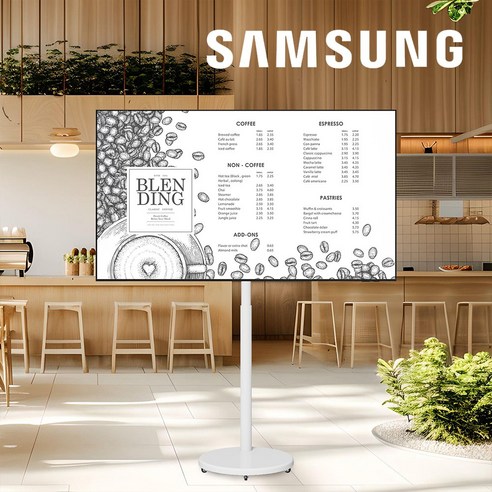 삼성 4K 스마트 사이니지 TV 삼텐바이미 패키지 이동식 거치대 대형TV 소형TV 모니터 [셋탑박스 선택행], 삼성 4K 1등급 TV 50인치_(블랙), 고객직접설치, 무빙스탠드(화이트)+셋탑박스 미포함