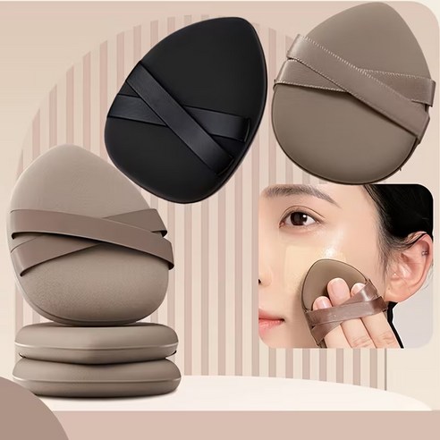 쓸리보 쫀쫀한 더블 밴드 밀착 쿠션 퍼프 4p 세트, 1세트, 퍼프 블랙2개+퍼프 카멜브라운2개