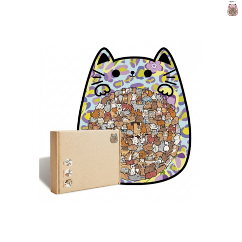 멍냥코코 귀여운 고양이 우드 퍼즐 직소퍼즐, 1세트, 포도꽃냥(일반형), 135피스