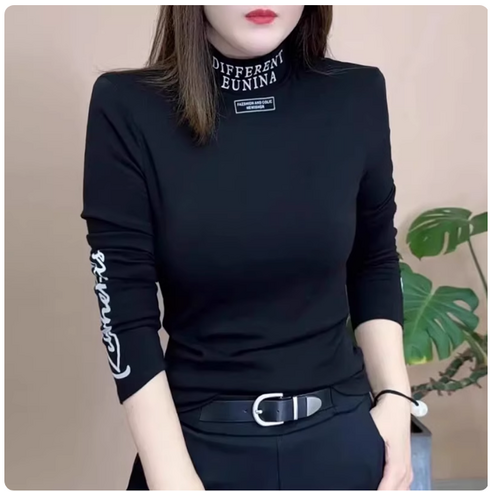 쌍천 여성 봄 가을겨울 여자 골프 의류 캐주얼 탑 긴팔 티셔 터틀넥 슬림핏 티셔츠 A25120410