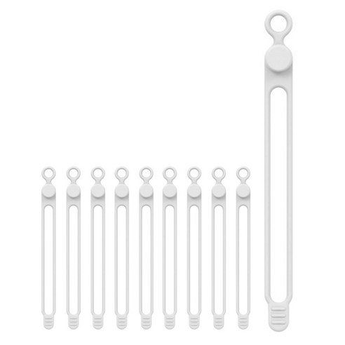 에브리 롱18cm 실리콘 케이블타이 10P세트, 화이트, 1세트